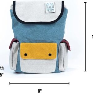Chic Blue and Cream Backpack with Yellow Accents